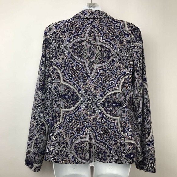Chicos Suit Jacket Blazer Navy Paisley Sz 0 XS 4 - Picture 5 of 8